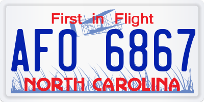 NC license plate AFO6867