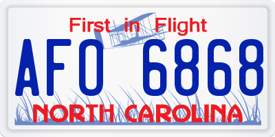 NC license plate AFO6868