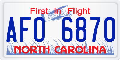 NC license plate AFO6870