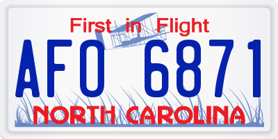 NC license plate AFO6871