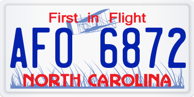 NC license plate AFO6872