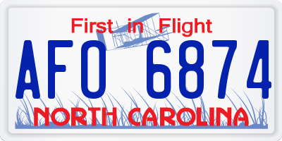 NC license plate AFO6874