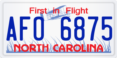 NC license plate AFO6875
