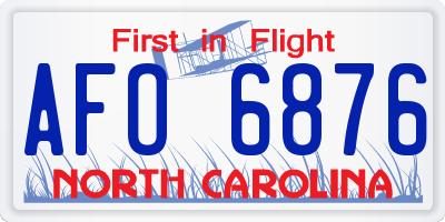 NC license plate AFO6876