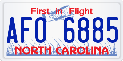 NC license plate AFO6885