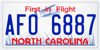 NC license plate AFO6887