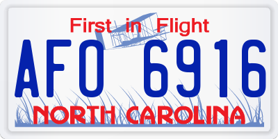 NC license plate AFO6916