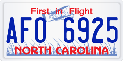 NC license plate AFO6925