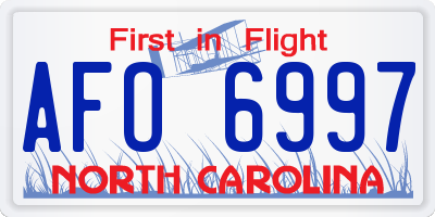 NC license plate AFO6997
