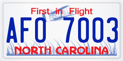 NC license plate AFO7003