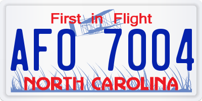 NC license plate AFO7004