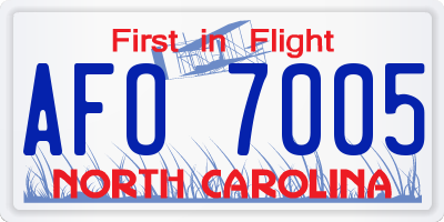 NC license plate AFO7005