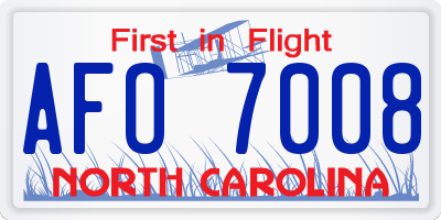NC license plate AFO7008