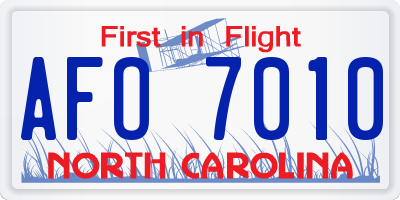 NC license plate AFO7010