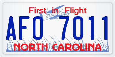 NC license plate AFO7011