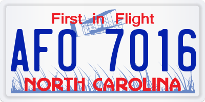 NC license plate AFO7016