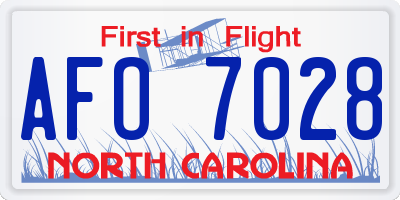 NC license plate AFO7028