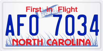 NC license plate AFO7034
