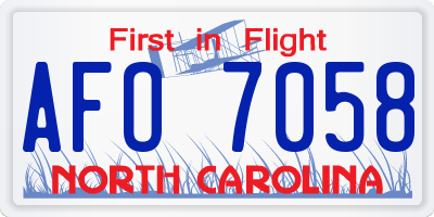 NC license plate AFO7058