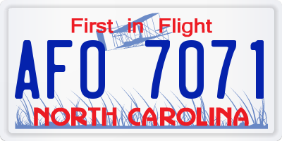 NC license plate AFO7071