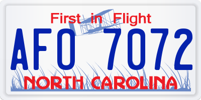 NC license plate AFO7072
