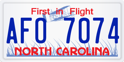 NC license plate AFO7074