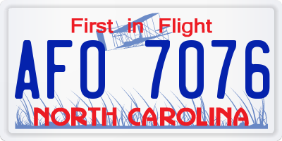 NC license plate AFO7076