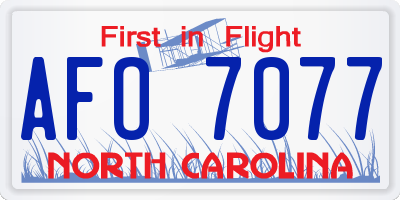 NC license plate AFO7077