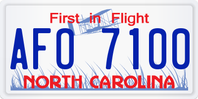 NC license plate AFO7100