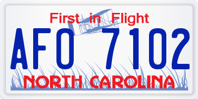NC license plate AFO7102