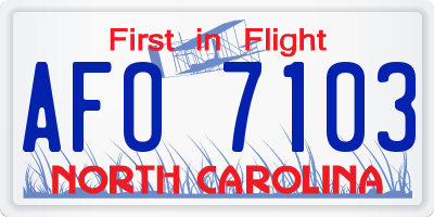 NC license plate AFO7103