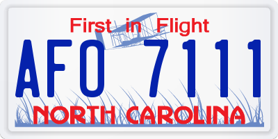 NC license plate AFO7111