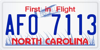 NC license plate AFO7113