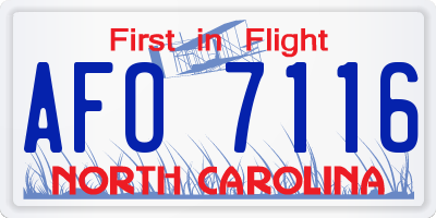 NC license plate AFO7116