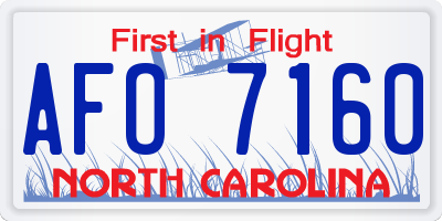 NC license plate AFO7160