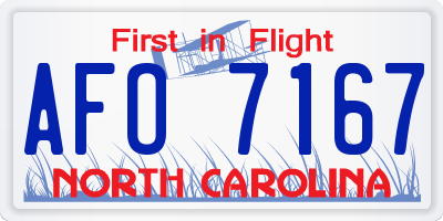 NC license plate AFO7167