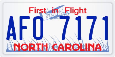 NC license plate AFO7171