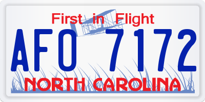 NC license plate AFO7172