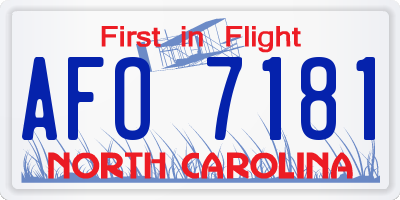 NC license plate AFO7181