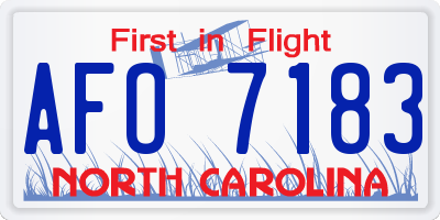 NC license plate AFO7183