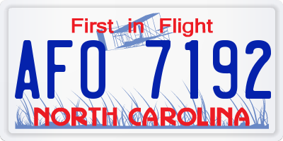 NC license plate AFO7192