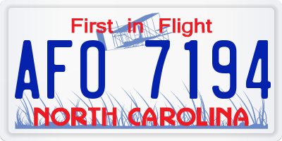 NC license plate AFO7194