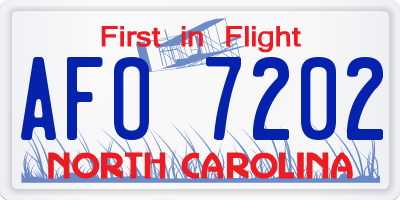 NC license plate AFO7202