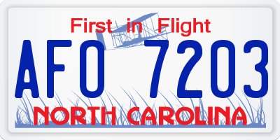 NC license plate AFO7203