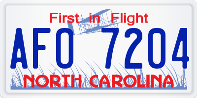 NC license plate AFO7204