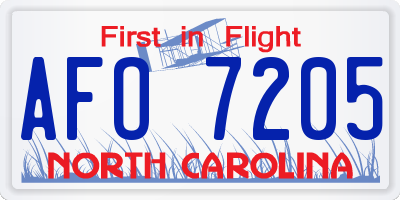 NC license plate AFO7205