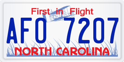 NC license plate AFO7207