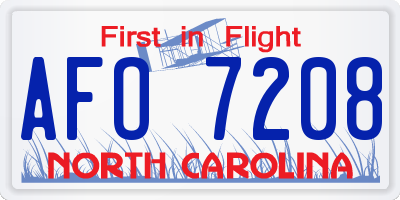 NC license plate AFO7208