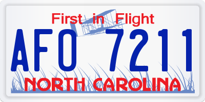 NC license plate AFO7211