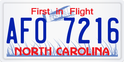 NC license plate AFO7216